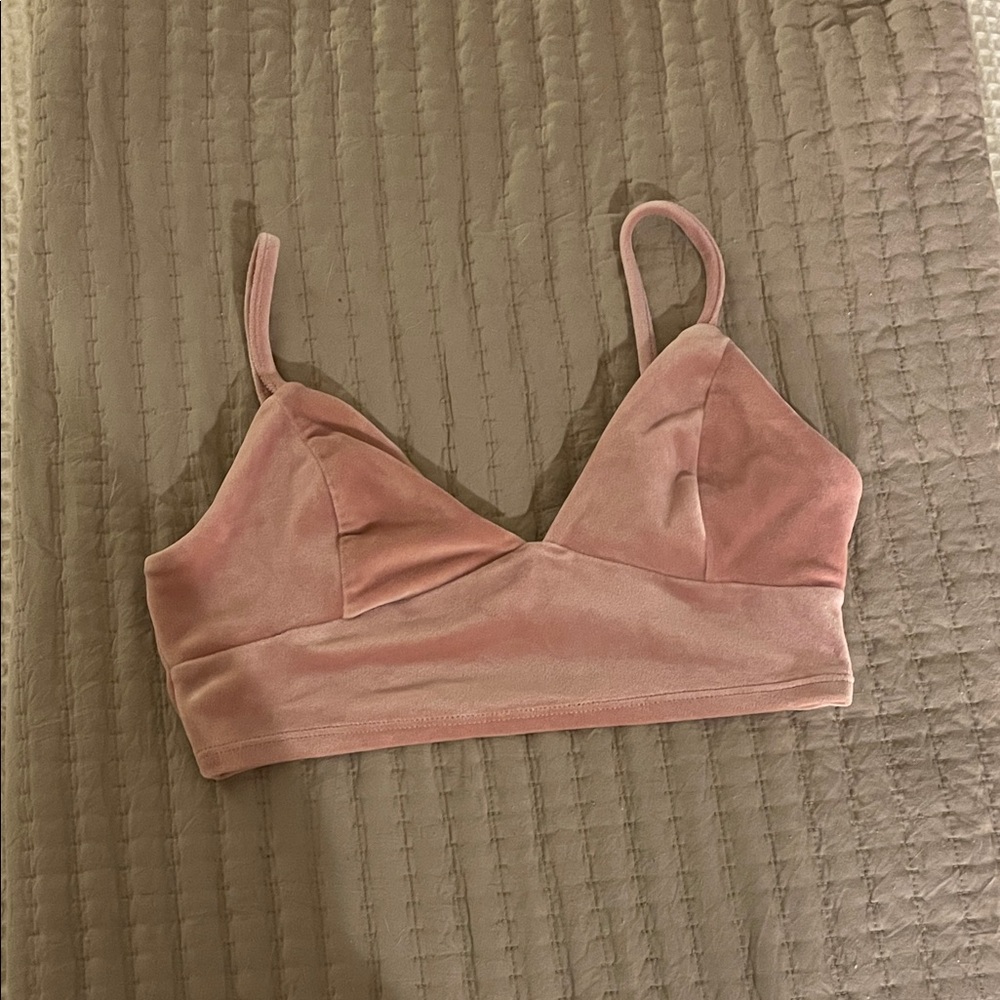 Iris Soft Pink Velvet Bralette and Pants Set